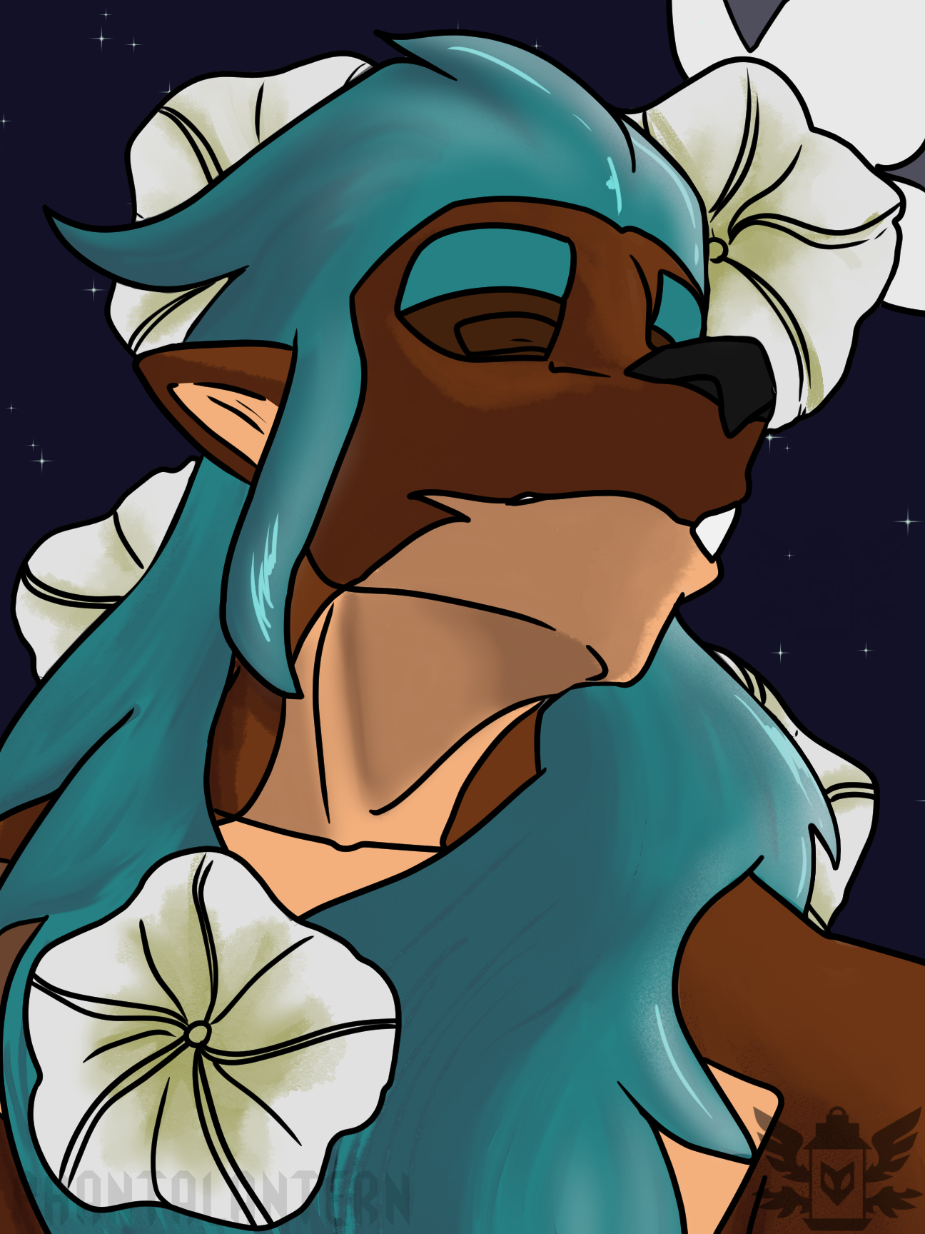 werewolf with moonflowers